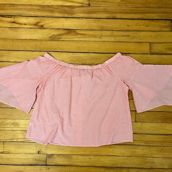 Lane Bryant Off The Shoulder Striped Handkerchief Sleeve Blouse, Size 18/20 - Picture 10 of 10